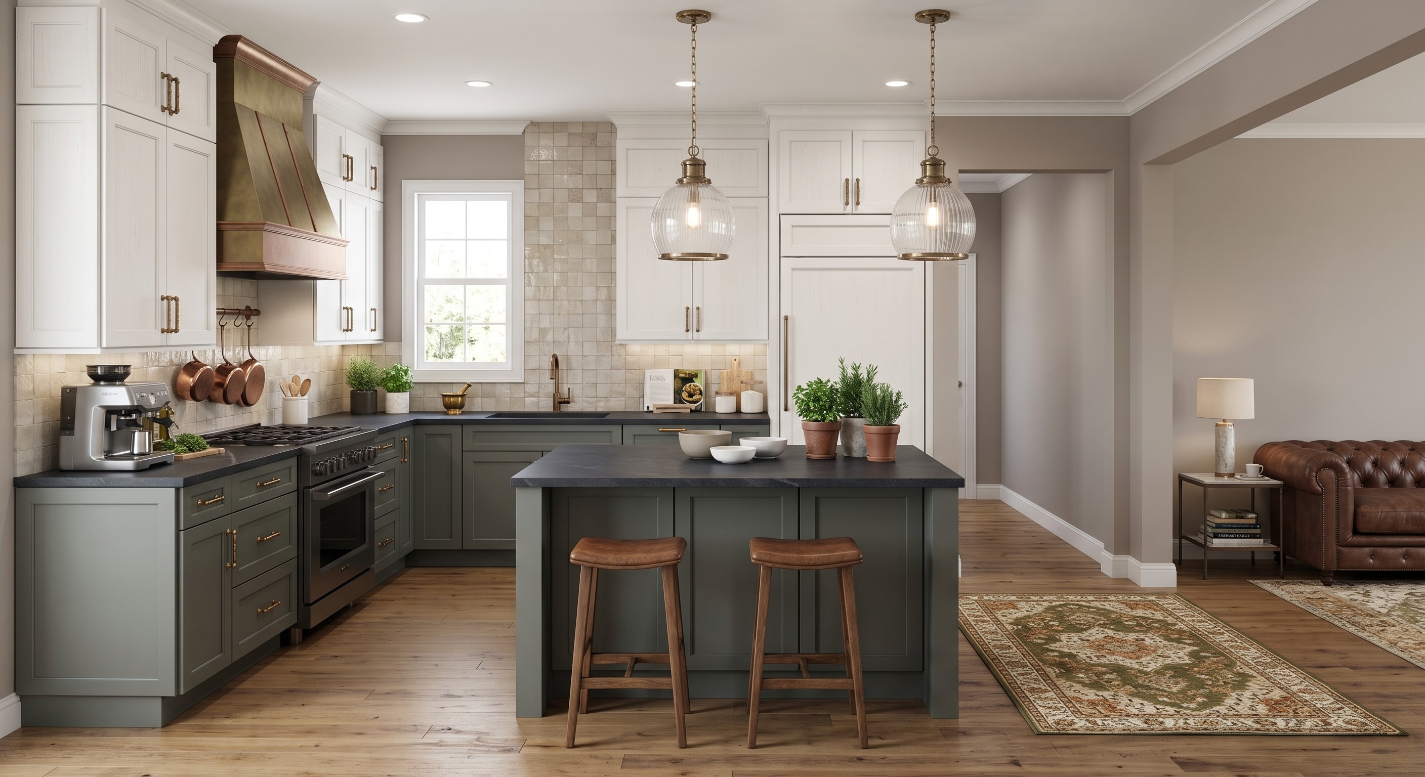Example open kitchen with island seating and natural light