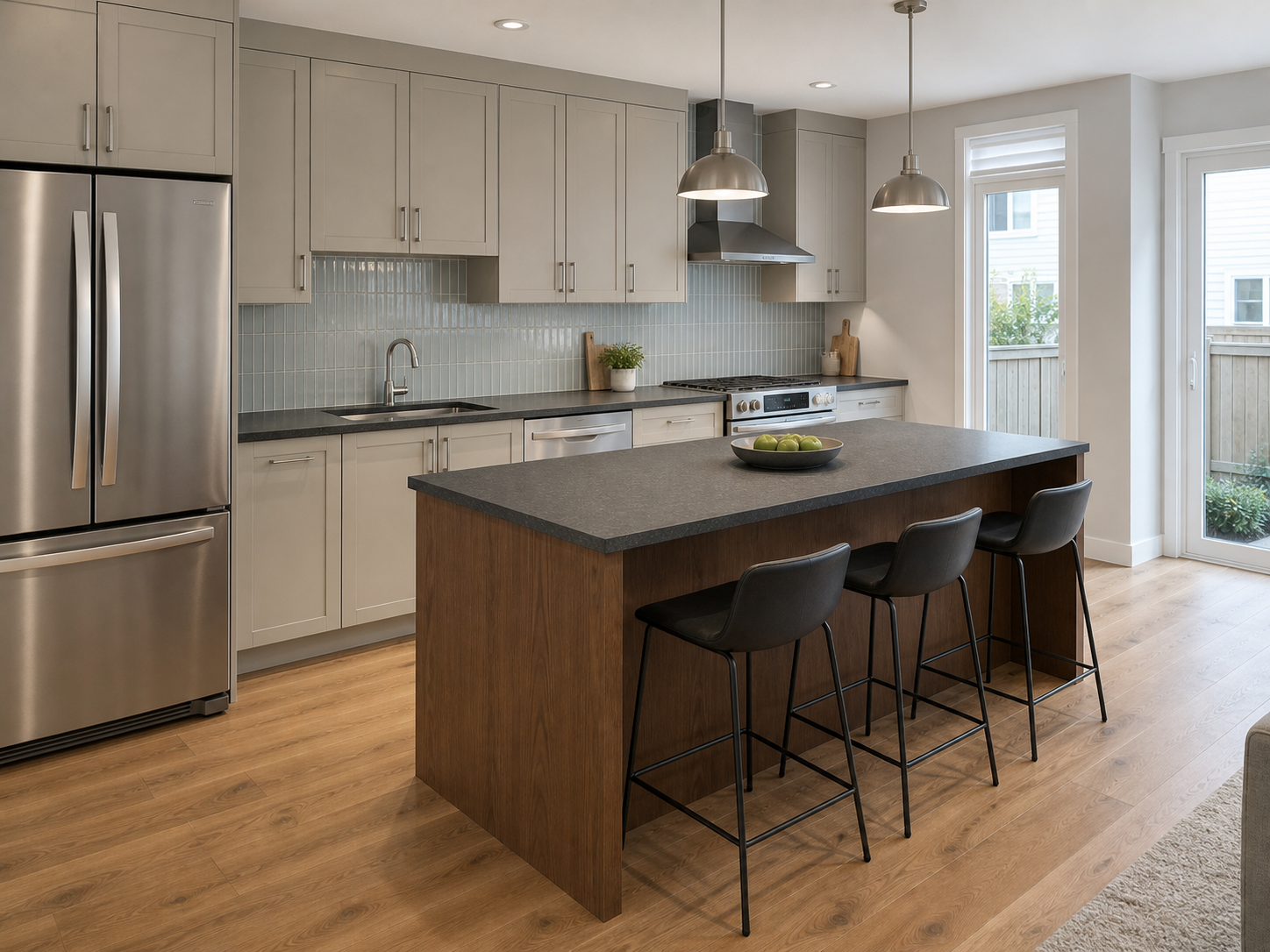 Example open kitchen with a large island and seating