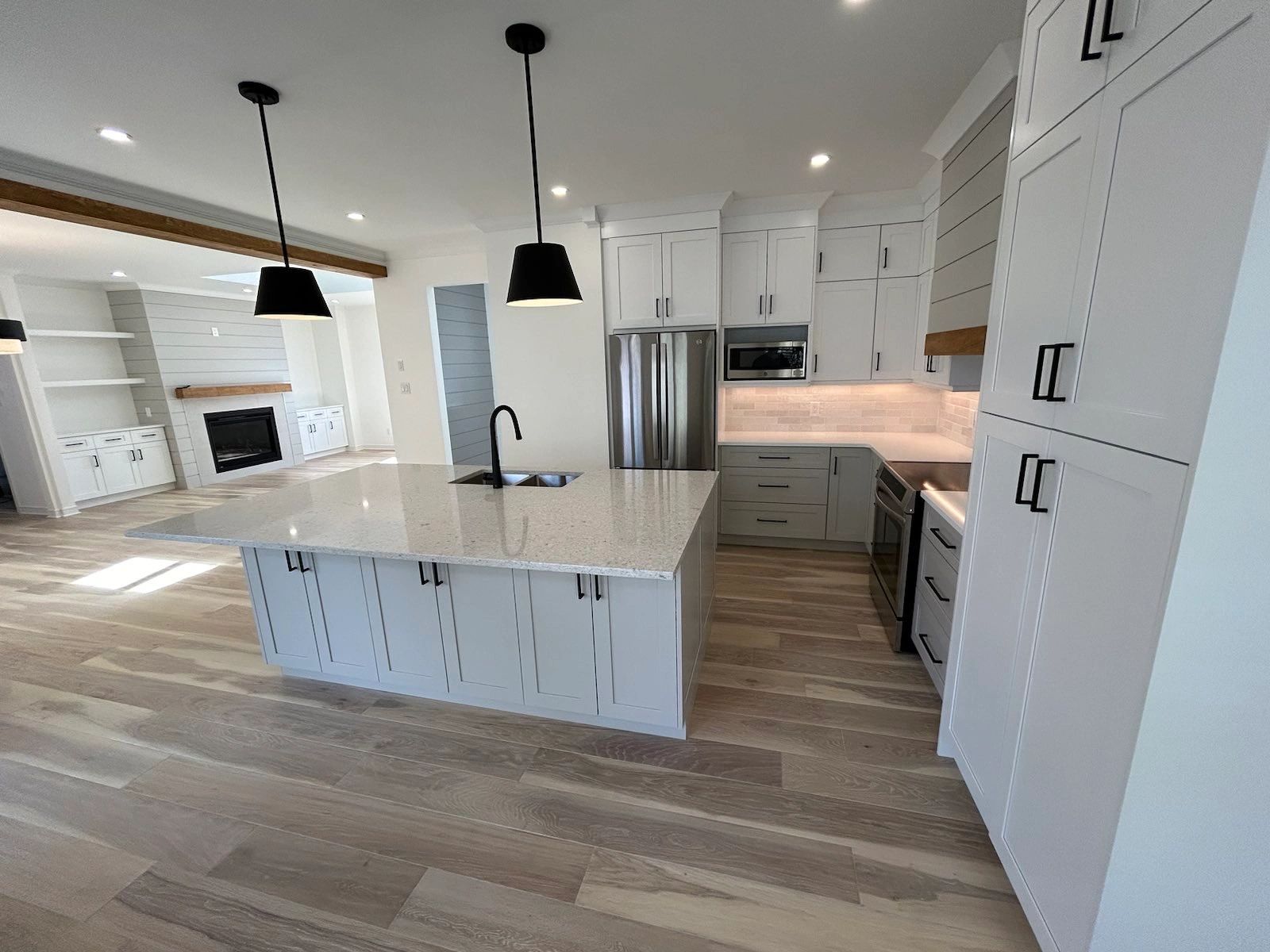 Custom kitchen cabinet installation in progress